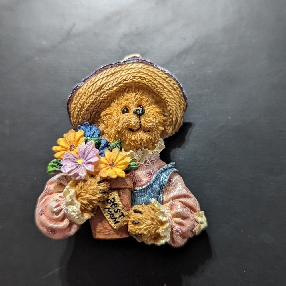 Boyds Bears Bearwear Best Mom Flowerpot Resin Statement Brooch Pin